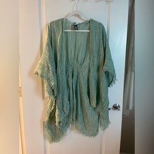 Vince Camuto Mint Fringed Tunic/Swim Coverup | Green